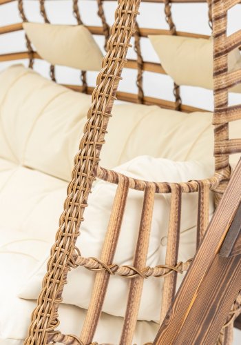 NORDVÄRK Girne utendrs dobbel hengesofa - kremfarget polyesterstoff og furu