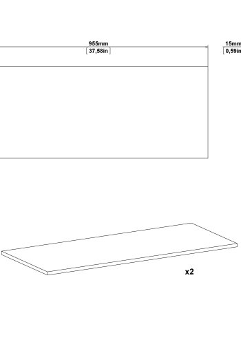 TWIN 2 stk. ekstra hyller til Sprint-garderobe