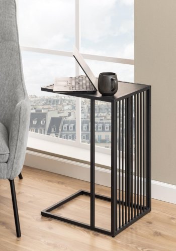 ACT NORDIC Strington Beistelltisch, rechteckig – schwarzes Melamin mit Izmir-Marmormuster/schwarzer Stahl (35x43)