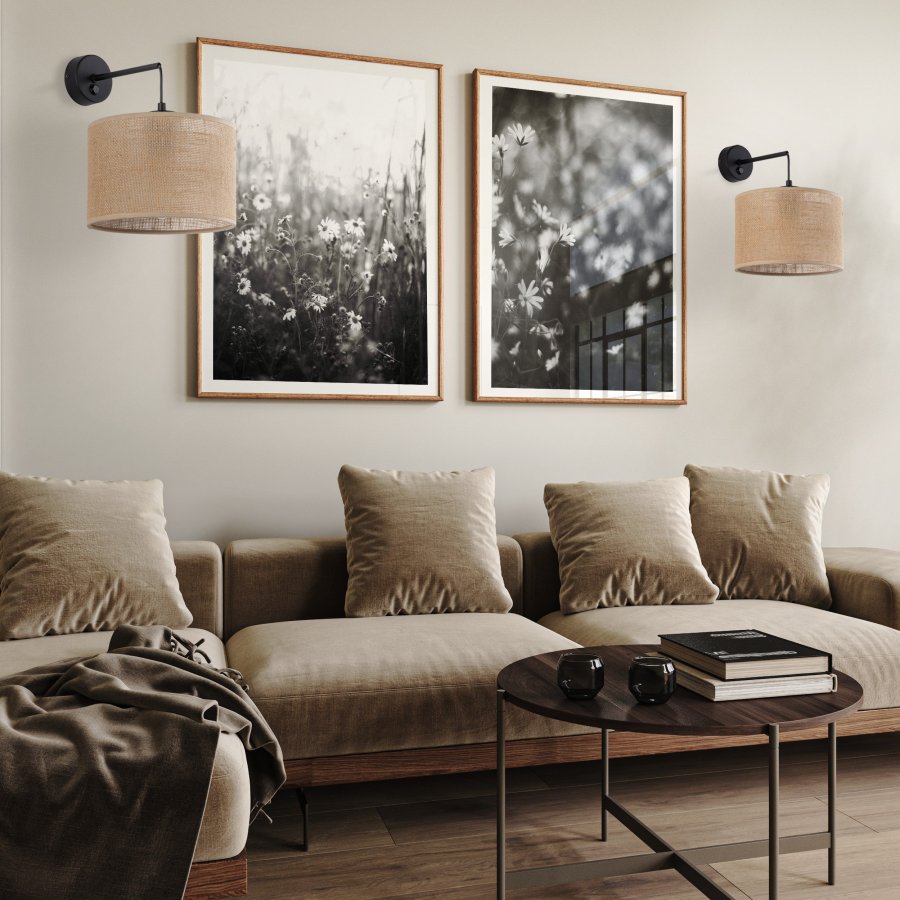 TK Jute vglampe - natur jute og sort metal