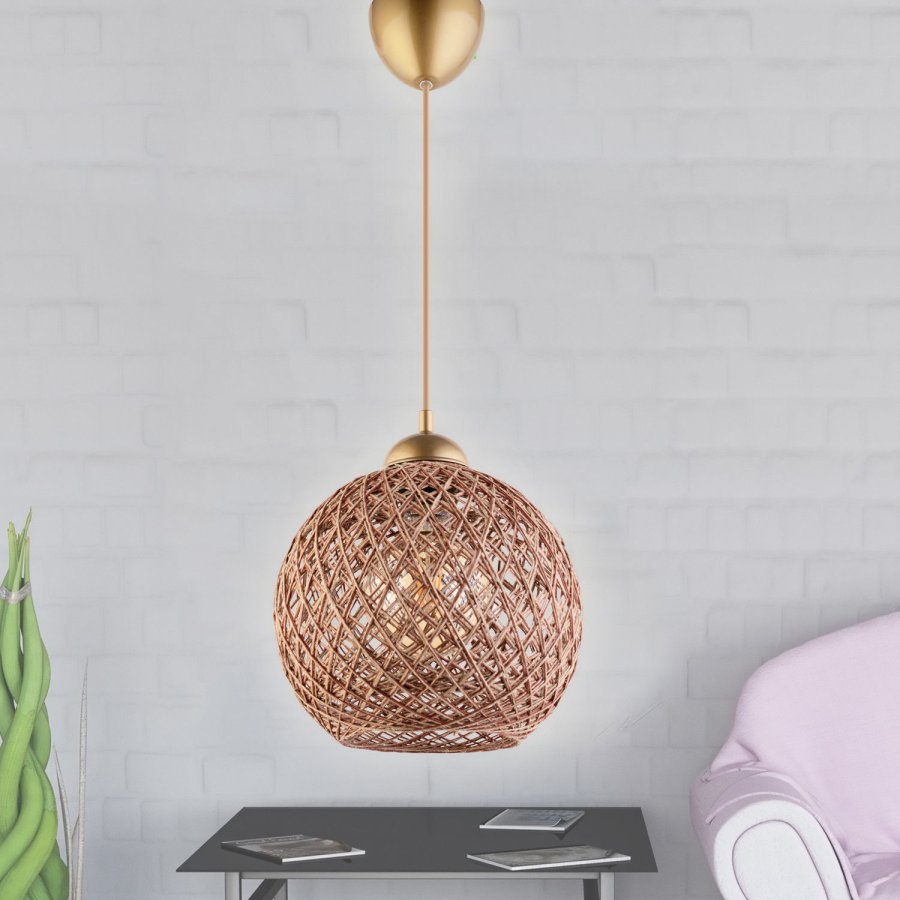 LUMI ASY073 taklampe - brun bomull og plast