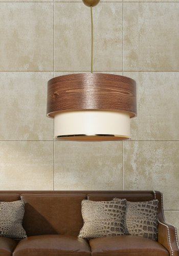 LUMI TM123 taklampe - kremfarget stoff og brun plast