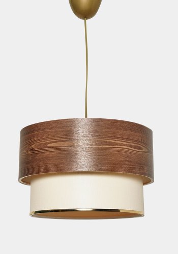 LUMI TM123 taklampe - kremfarget stoff og brun plast