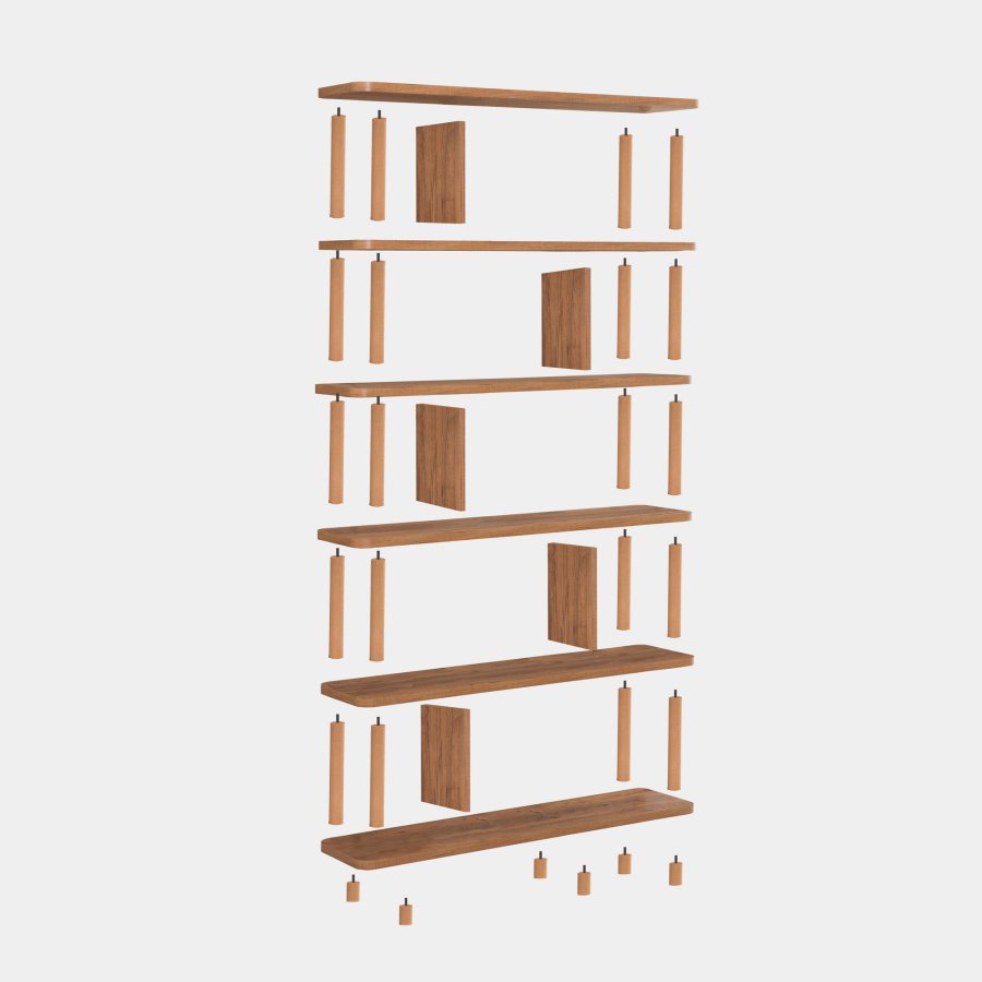 FUNZI LIVING Meta bokhylle, m. 5 hyller - Atlantic Pine melamin