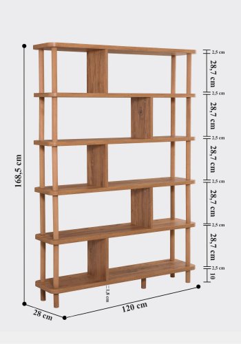 FUNZI LIVING Meta bokhylle, m. 5 hyller - Atlantic Pine melamin
