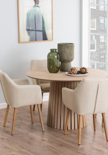 ACT NORDIC Christo matbord, runt - vitpigmenterad ekfaner med lamellbotten (120)