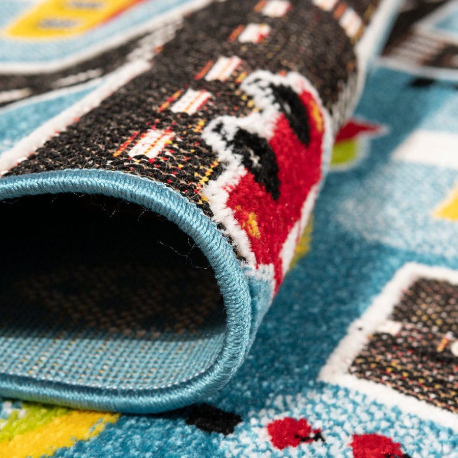 TEPPI Trafik gulvtppe til brn, rektangulr - multifarvet polypropylen og jute (140x200)