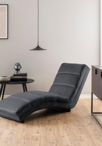 ACT NORDIC Slinky sjeselong - mrkegrtt stoff og svart stl (60x170)