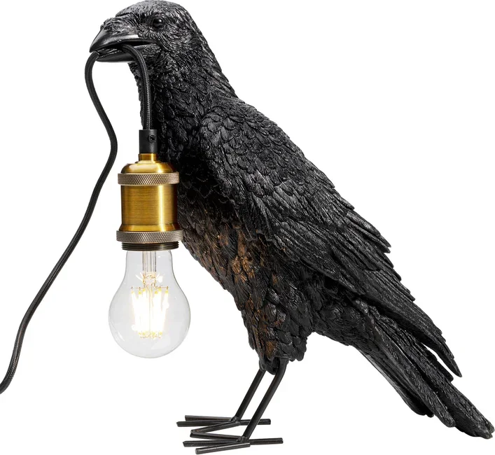 KARE DESIGN Animal Crow bordlampe - matt sort polyresin og kobber aluminium