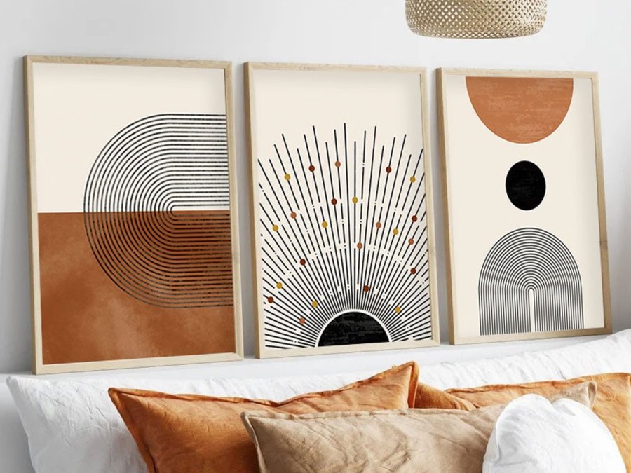 NORDVRK Huhu198 bilde, rektangulrt - flerfarget MDF (70x50) (sett med 3)