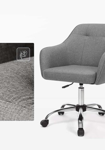 SONGMICS Kontorsstol, Bekv&auml;m Skrivbordsstol, H&ouml;jdjusterbar Datorstol, H�ller upp till 120 kg, St�lram, Imiterad Linne, Andningsbar, Hemmakontor, Kontor, Gr� OBG019G01