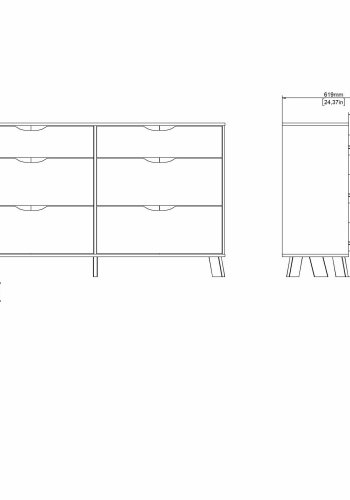 TVILUM Ikast Doppelkommode 6 Schubladen, Jackson Hickory/Weiß, 155,7 x 39,8 x 92,2 cm