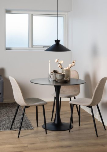 ACT NORDIC Celia spisestuestol - beige stoff og sort stl