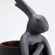 KARE DESIGN Animal Rabbit bordlampe - sort linnedhr og mat sort polyresin/stl (H:50cm)