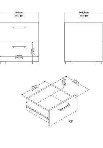 TWILUM Dallas sngbord, w. 2 ldor - brun folie (40x40,25)