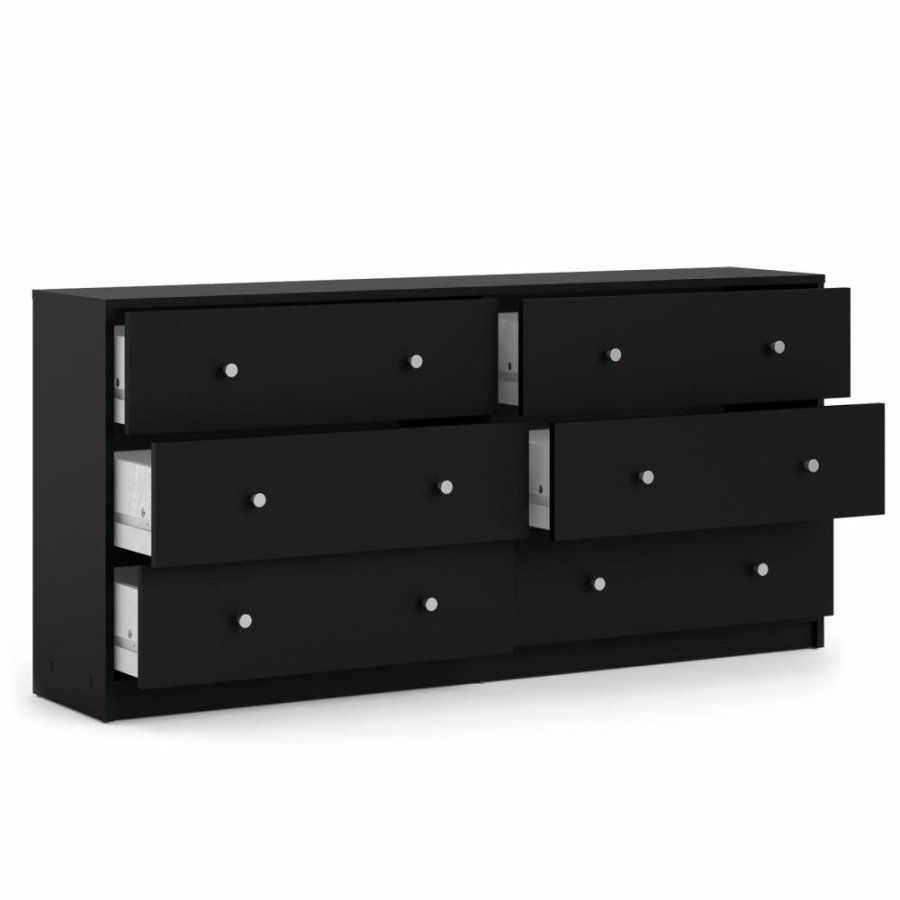 TVILUM May Doppelkommode mit 6 Schubladen - schwarze Folie und Kunststoff