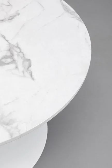 KARE DESIGN Schickeria sofabord, rund - hvid marmorlook laminat og hvid stl (80)