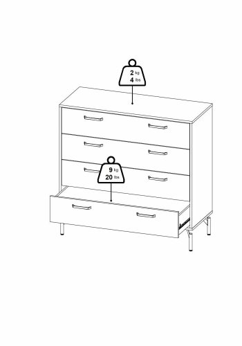 TVILUM Dana Chest 4 skuffer, Matt Black, 98,7 x 39,8 x 95,8 cm