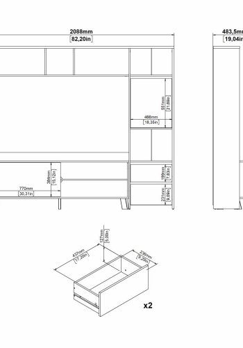 TVILUM Next TV-reol 1 skydelge + 1 lge + 2 skuffer