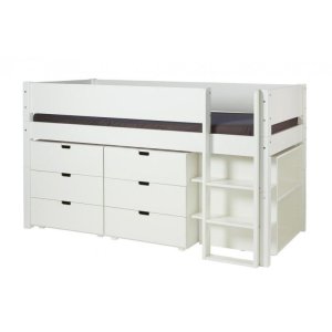 Manis-H Arn halvh�y seng med klassisk sengehest og oppbevaring - 200 cm - 90x160