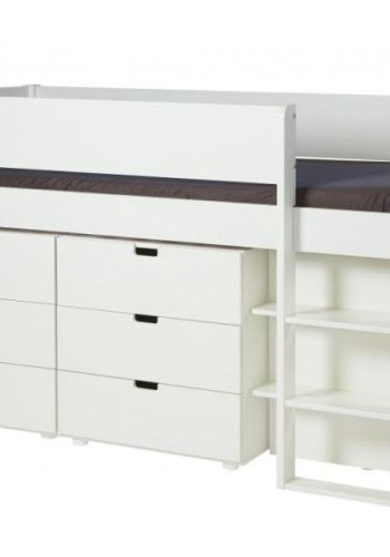 Manis-H Arn Halvh&ouml;g s&auml;ng med klassisk s&auml;nggrind och f&ouml;rvaring - 200 cm - 90x160