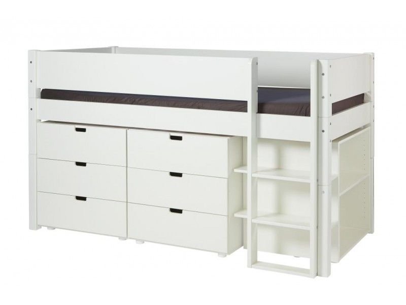 Manis-H Arn Halvh&ouml;g s&auml;ng med klassisk s&auml;nggrind och f&ouml;rvaring - 200 cm - 90x160