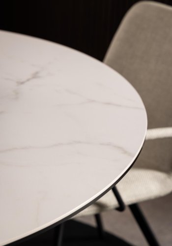 ACT NORDIC Heaven Esstisch, rund – weiße Keramik und schwarzer Stahl (119)