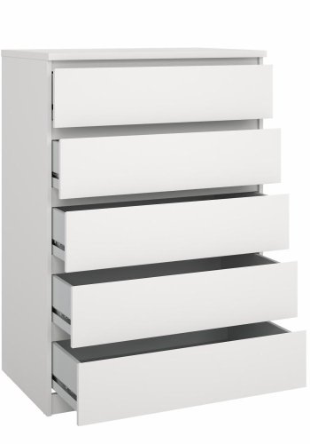 TVILUM Naia kommode, med 5 skuffer - hvit sponplate