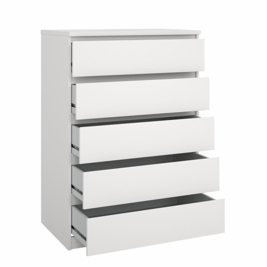 TVILUM Naia kommode, med 5 skuffer - hvit sponplate
