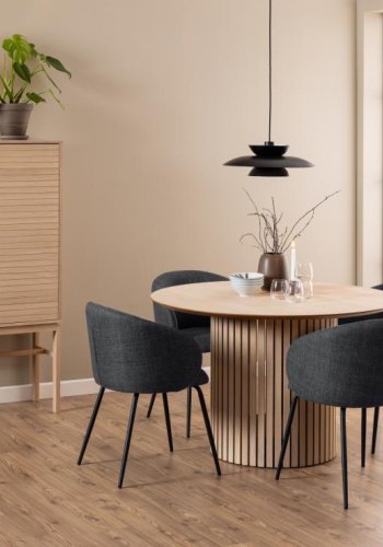 ACT NORDIC Linley spisebord, rund - hvidpigmenteret egefinér og eg (120)