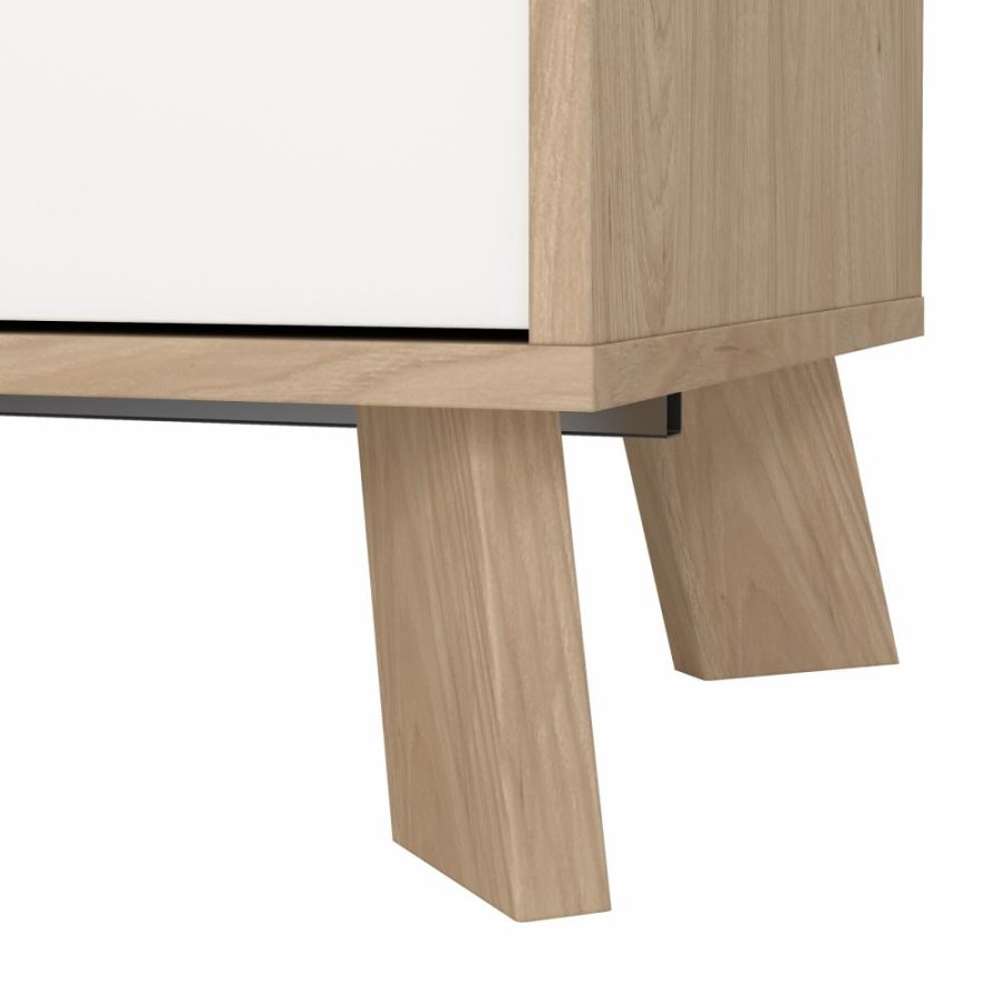 TVILUM Ikast Sideboard 2 Türen + 3 Schubladen, Jackson Hickory/Weiß, 147,2 x 39,1 x 73 cm