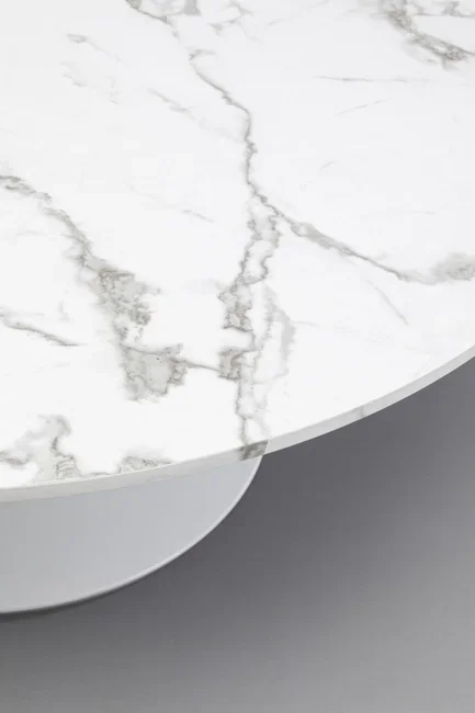 KARE DESIGN Schickeria sofabord, rund - hvid marmorlook laminat og hvid stl (110)