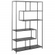 ACT NORDIC Seaford bogreol - sort melaminask og metal (H:185cm x114cm x 35cm)