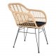 HOUSE NORDIC Trieste spisestuestol - naturrotting/metall, m. armlener, inkl. pute
