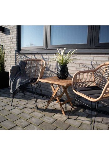 HOUSE NORDIC Trieste spisestuestol - naturrotting/metall, m. armlener, inkl. pute