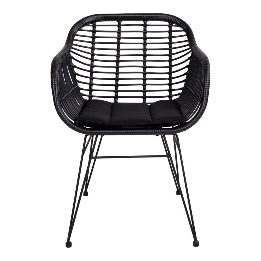 HOUSE NORDIC Trieste spisestuestol - sort rotting/metall, med pute