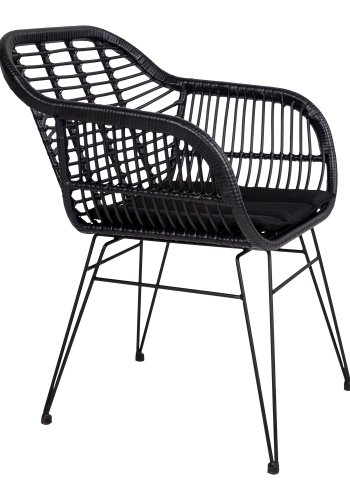 HOUSE NORDIC Trieste spisestuestol - sort rotting/metall, med pute