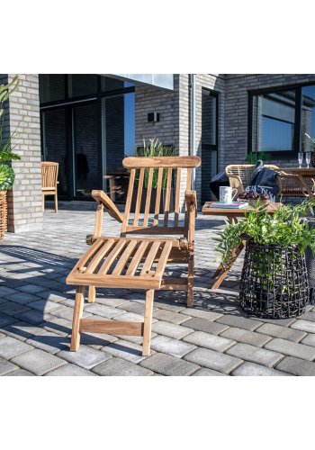 HOUSE NORDIC Arrecife Teak Liegestuhl - Teak natur, mit Armlehnen