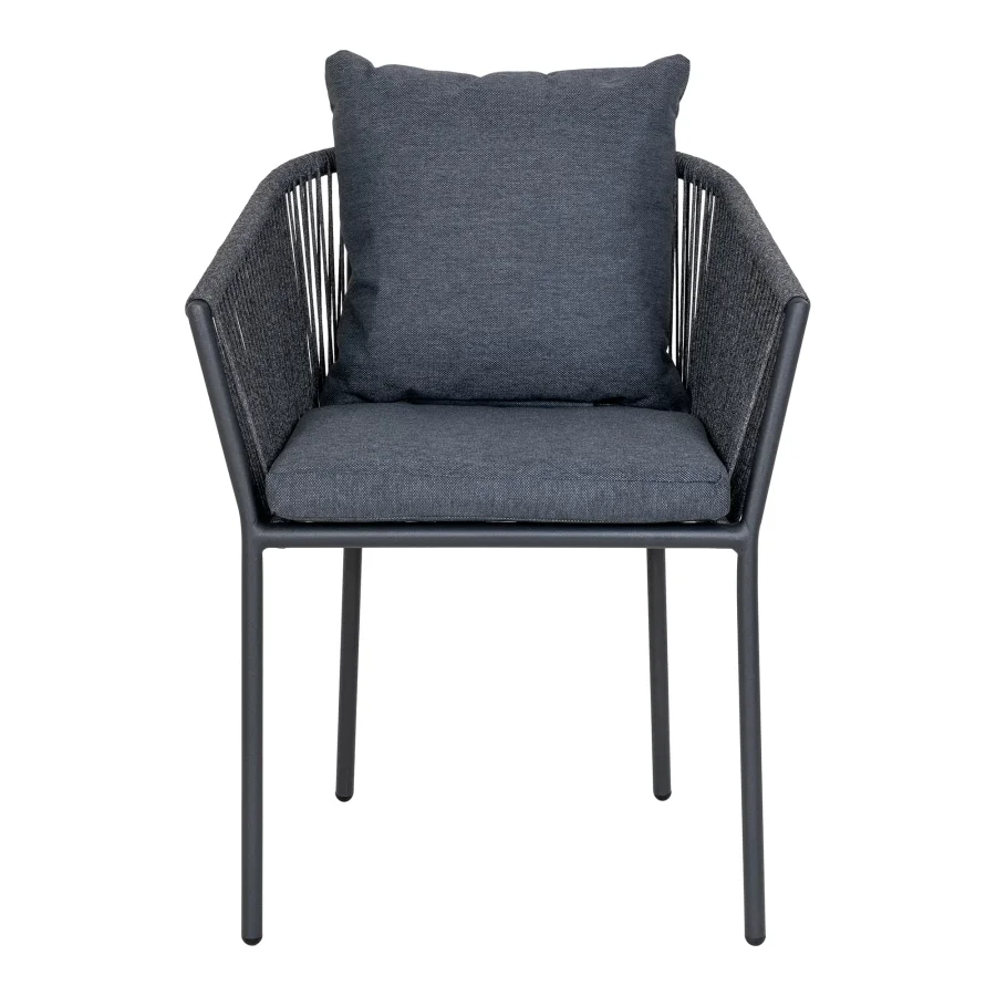 HOUSE NORDIC Salerno Spisestol, aluminium/polyester, mrkegr tau med sort ramme, inkl. pute