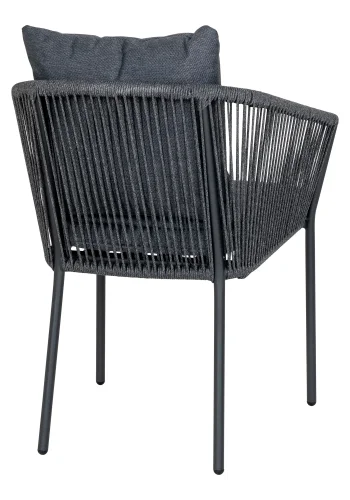 HOUSE NORDIC Salerno Spisestol, aluminium/polyester, mrkegr tau med sort ramme, inkl. pute