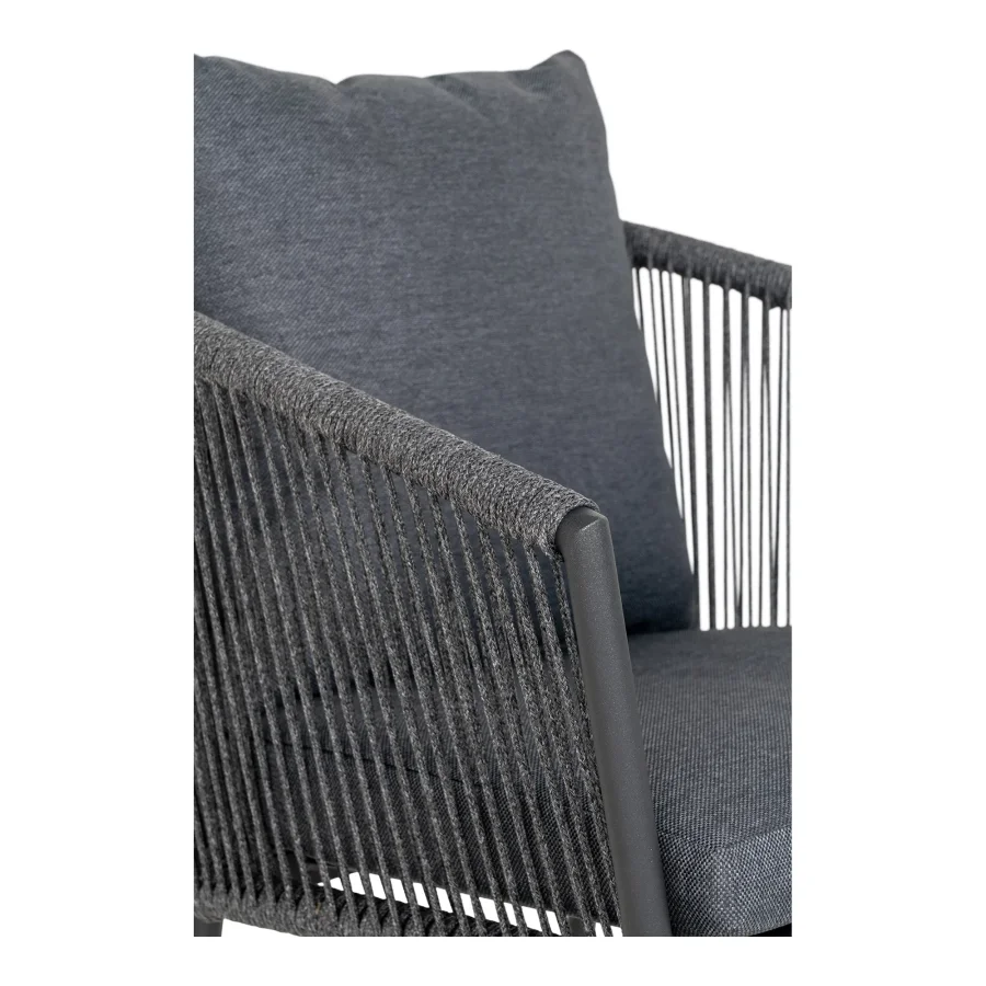 HOUSE NORDIC Salerno Spisestol, aluminium/polyester, mrkegr tau med sort ramme, inkl. pute