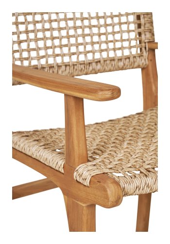 HOUSE NORDIC Derby spisestuestol, med armlener - naturlig polyrattan og teak