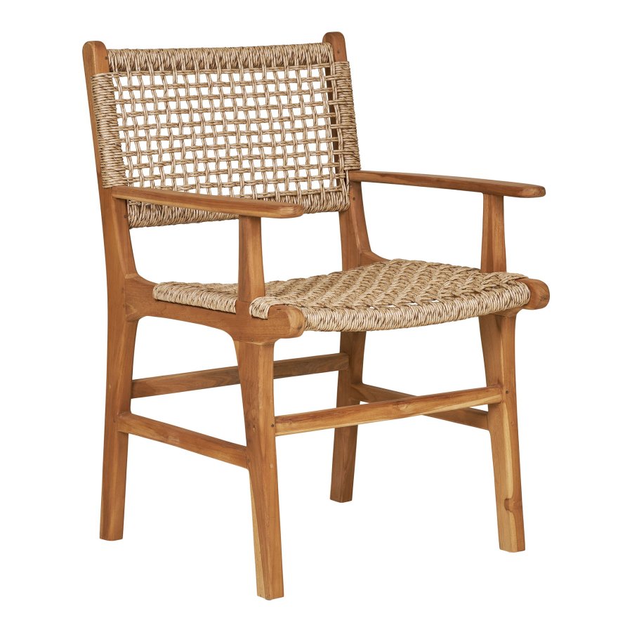 HOUSE NORDIC Derby spisestuestol, med armlener - naturlig polyrattan og teak