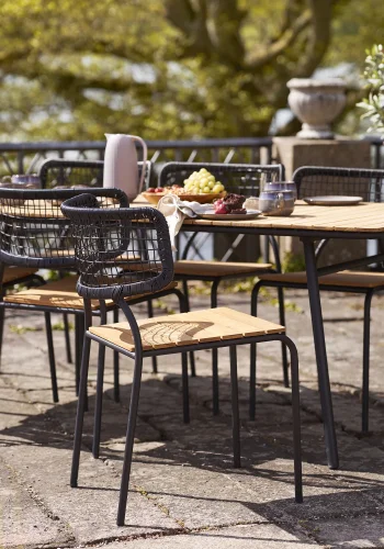 HOUSE NORDIC Nashville spisestuestol - Spisestuestol, teak, svart tau, svarte ben