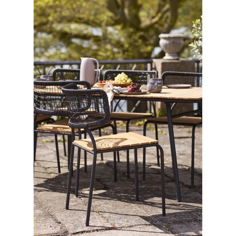 HOUSE NORDIC Nashville spisestuestol - Spisestuestol, teak, svart tau, svarte ben