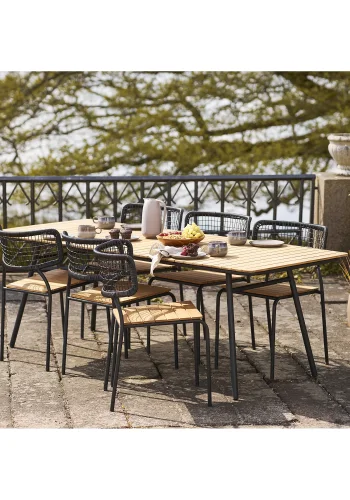 HOUSE NORDIC Nashville spisestuestol - Spisestuestol, teak, svart tau, svarte ben