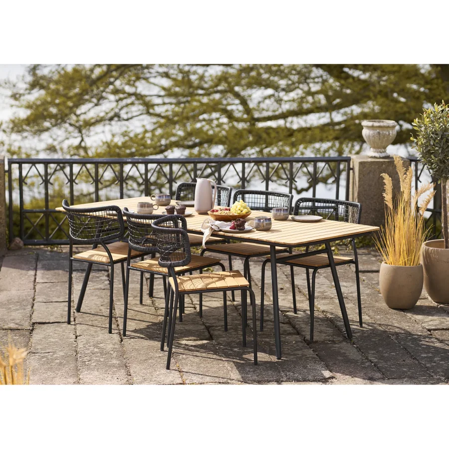 HOUSE NORDIC Nashville spisestuestol - Spisestuestol, teak, svart tau, svarte ben