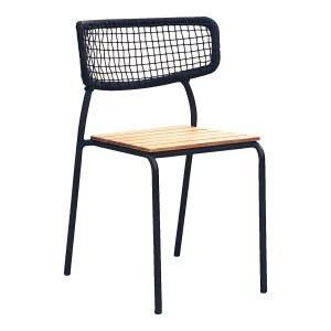 HOUSE NORDIC Nashville havestol - natur teaktr, sort reb og sort metal