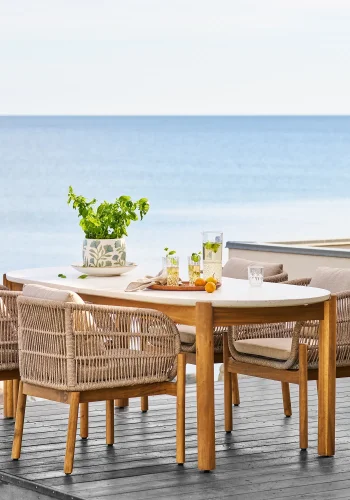 HOUSE NORDIC Terracina spisestuestol - Spisestuestol, akasie, beige, inkl. pute