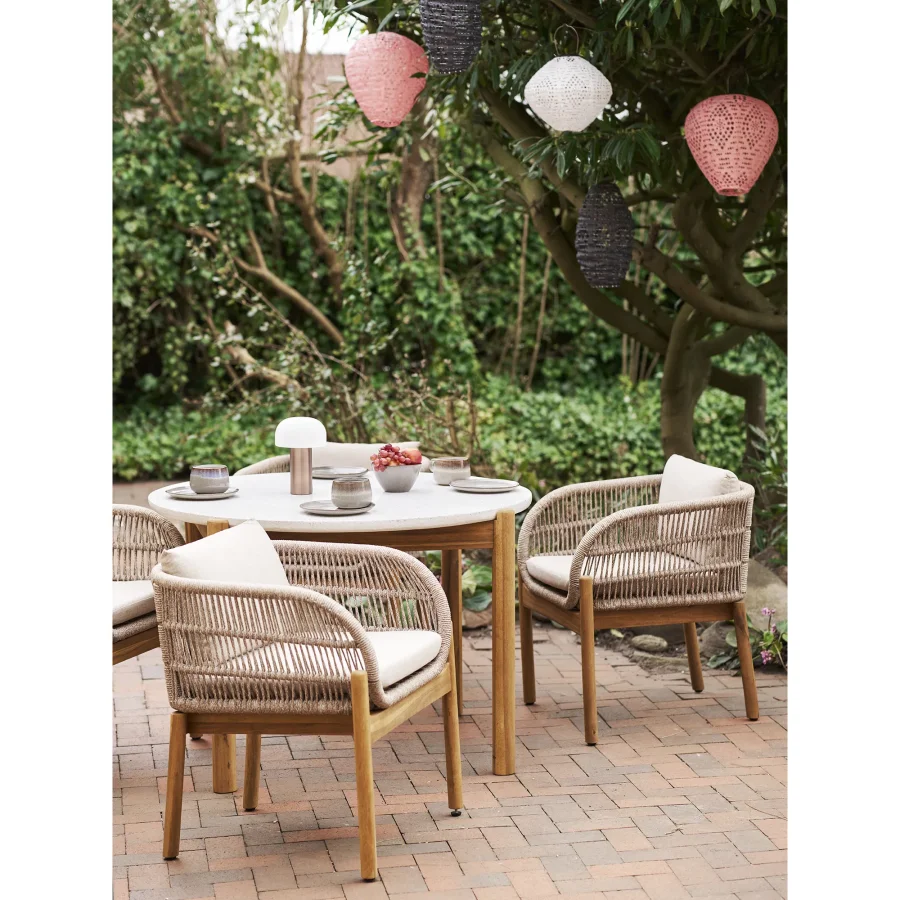 HOUSE NORDIC Terracina spisestuestol - Spisestuestol, akasie, beige, inkl. pute